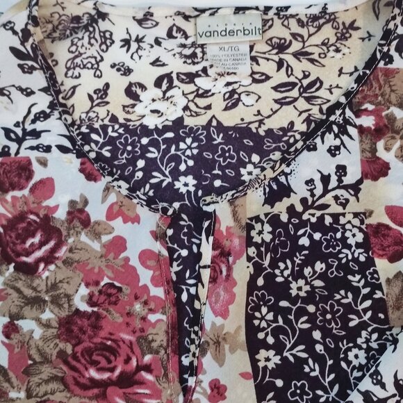 Gloria Vanderbilt  lightweight blouse asymmetric floral pattern women's XL - Picture 2 of 8
